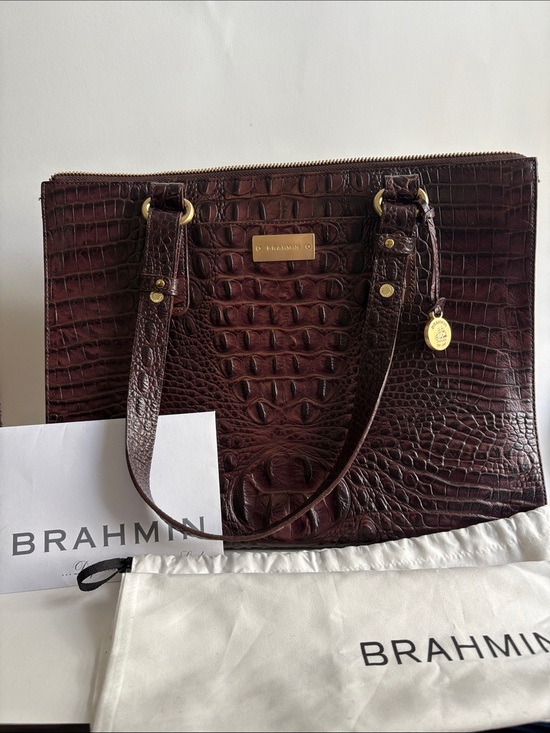 Brahmin Handbags - Brahmin Anywhere Tote- Truffle Melbourne Croc-Embossed Leather Tote in Brown